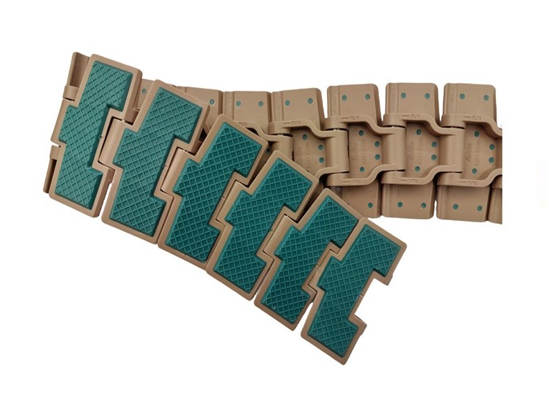 828T-K330 Series Brown Plate Green Rubber Curve Top Chain
